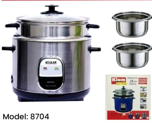 Kiam Howkingss Rice Cooker 2.8 L-Double Pot (SS and Non Stick Pot)-SJBS-8704