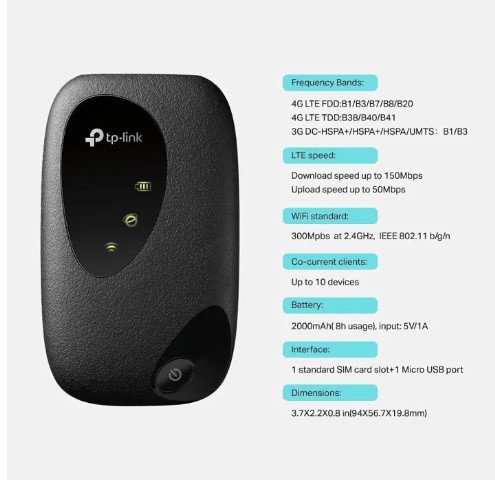 TP-Link M7200 4G LTE Mobile SIM Supported Pocket Wi-Fi Router