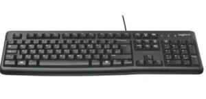 Logitech K120 Wired Keyboard for Windows, USB Plug-and-Play, Full-Size, Spill Resistant, Curved Space Bar PC/Laptop - English Layout