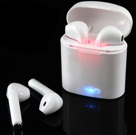 I7S Double Dual Mini Wireless 4.1 Bluetooth Earphone With Power Case - White