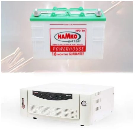 IPS WITH BATTERY PACKAGE FOR 1 FAN 3/4 LIGHTS MICROTEK EB 700 WITH HAMKO HPD 80 WITH PLASTIC BOX HEAVY COMBO OFFER Square Wave