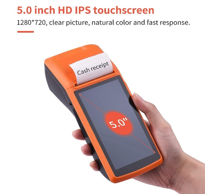 HXSJ OS4639 M1S Android Mobile POS Terminal Handheld PDA Printer All In One 58mm Receipt Printer 1D