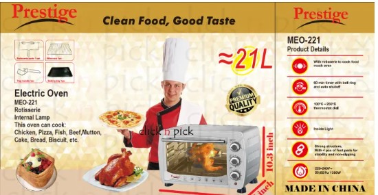 Electric Toaster Oven Prestige 21L NEW
