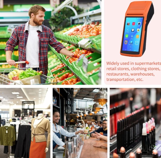 HXSJ OS4639 M1S Android Mobile POS Terminal Handheld PDA Printer All In One 58mm Receipt Printer 1D
